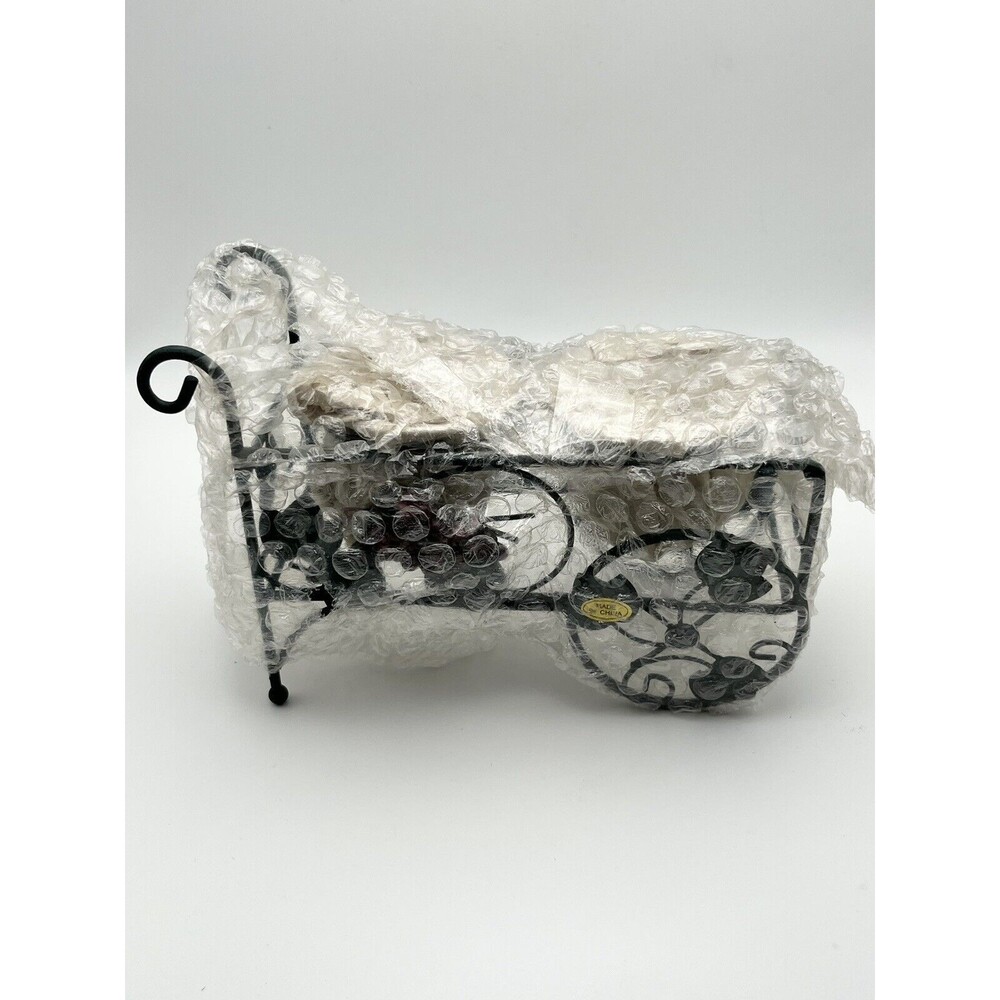 Vintage Giftco Grape Harvest Pushcart Candle Holder & 2 Glass Candles New In Box - Picture 4 of 9